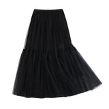 Maxi Long Tulle Skirts for Women White Aesthetic Pleated Skirt Y2k Fairycore Party Summer Autumn Jupe Longue 2024 Falda Mujer