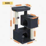 Small Cat Tree Cat Tower with Natural Sisal Scratching Post,Spacious Top Perch,Privite Cat Condo Perfect for Indoor Cats,Cat Toy