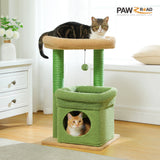 Cat Tree Cat Tower with Cozy Condo, Wide Top Perch,Natural Sisal Posts, Soft Plush,Playful Pom-Pom Suitable for 1-2 Indoor Cats