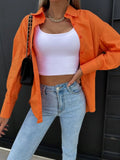 Long Sleeve Solid Buttons Shirts Women