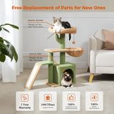 Small Cat Tree Cat Tower with Natural Sisal Scratching Post,Spacious Top Perch,Privite Cat Condo Perfect for Indoor Cats,Cat Toy