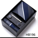 Top Grade Holiday Gift Box 7.5 cm Green Print Tie Pocket Squares Cufflink Set Gravatas Man Suit Accessories Fit Formal Party