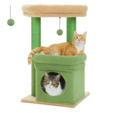 Cat Tree Cat Tower with Cozy Condo, Wide Top Perch,Natural Sisal Posts, Soft Plush,Playful Pom-Pom Suitable for 1-2 Indoor Cats