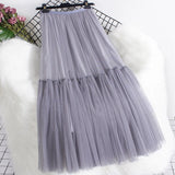 Maxi Long Tulle Skirts for Women White Aesthetic Pleated Skirt Y2k Fairycore Party Summer Autumn Jupe Longue 2024 Falda Mujer