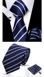 Men Tie Set Luxury Striped 3 Pcs