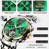 OLEVS Men Automatic Mechanical Green Fashion Classic Wrist Watches