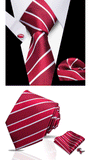 Men Tie Set Luxury Striped 3 Pcs