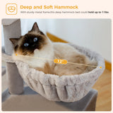 Cat tree Cat Tower for Indoor Cats 2 Styles Cat Activity Tree with Cat Scratching Posts Big Hammock and Removable Top Perch Grey
