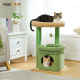 Cat Tree Cat Tower with Cozy Condo, Wide Top Perch,Natural Sisal Posts, Soft Plush,Playful Pom-Pom Suitable for 1-2 Indoor Cats