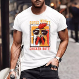 plus Size round Neck T-shirt Casual Fashion Sunset Diffuse Chicken Minimalist 3D Digital Print Comfortable T-shirt