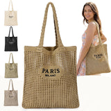 Women's Crochet Knit Tote Bag - Boho Beach & Travel Shoulder Bag