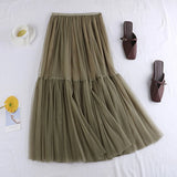 Maxi Long Tulle Skirts for Women White Aesthetic Pleated Skirt Y2k Fairycore Party Summer Autumn Jupe Longue 2024 Falda Mujer
