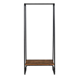 Clothes Rack with Wood Shelf, Freestanding Clothing Rack，Garment Rack, Standing Metal Sturdy Clothing Rack, Black