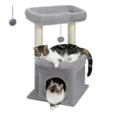 Cat Tree Cat Tower with Cozy Condo, Wide Top Perch,Natural Sisal Posts, Soft Plush,Playful Pom-Pom Suitable for 1-2 Indoor Cats