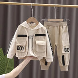 Spring autumn toddler letter boy decorative vest+printed long sleeves+elastic loose casual pants suit fashion suit