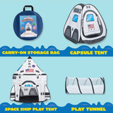 Kids Rocket Ship Play Tent with Tunnel - 3-Piece Pop-Up Set