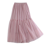 Maxi Long Tulle Skirts for Women White Aesthetic Pleated Skirt Y2k Fairycore Party Summer Autumn Jupe Longue 2024 Falda Mujer