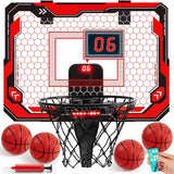 Mini Indoor Basketball Hoop for Kids - Over-the-Door Hoop with Electronic Scoreboard & 4 Balls