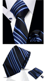 Men Tie Set Luxury Striped 3 Pcs