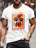 plus Size round Neck T-shirt Casual Fashion Sunset Diffuse Chicken Minimalist 3D Digital Print Comfortable T-shirt