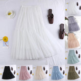 Maxi Long Tulle Skirts for Women White Aesthetic Pleated Skirt Y2k Fairycore Party Summer Autumn Jupe Longue 2024 Falda Mujer