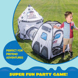 Kids Rocket Ship Play Tent with Tunnel - 3-Piece Pop-Up Set