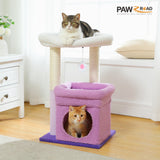 Cat Tree Cat Tower with Cozy Condo, Wide Top Perch,Natural Sisal Posts, Soft Plush,Playful Pom-Pom Suitable for 1-2 Indoor Cats