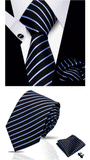 Men Tie Set Luxury Striped 3 Pcs