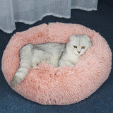 Round Cat Bed House Soft Long Plush