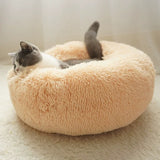 Round Cat Bed House Soft Long Plush