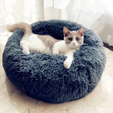 Round Cat Bed House Soft Long Plush